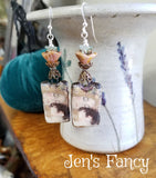 Mother & Child Gustav Earrings Porcelain Art Print Sterling Silver, New Mother Jewelry,
