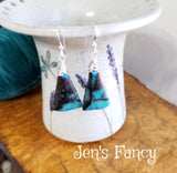 Chrysocolla Earrings Sterling Wire Wrapped Jewelry