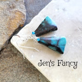 Chrysocolla Earrings Sterling Wire Wrapped Jewelry