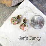 Fall Pumpkin Earrings Art Glass Sterling Silver