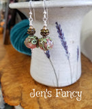 Fall Pumpkin Earrings Art Glass Sterling Silver