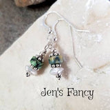 Azurite & Pearl Dangle Earrings Sterling Silver