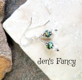 Azurite & Pearl Dangle Earrings Sterling Silver
