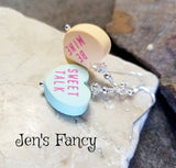 Valentine's Day Conversation Heart Earrings Sterling Silver