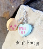 Valentine's Day Conversation Heart Earrings Sterling Silver