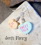 Valentine's Day Conversation Heart Earrings Sterling Silver
