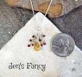 Citrine Briolette Necklace with Garnet Sterling Silver