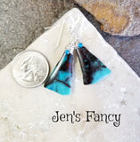 Chrysocolla Earrings Sterling Wire Wrapped Jewelry