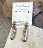 Cat Porcelain Art Earrings Sterling Silver & Brass