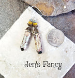 Cat Porcelain Art Earrings Sterling Silver & Brass