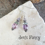 Amethyst & Fluorite Earrings Sterling Silver, Unique Handcrafted Gemstone Jewelry