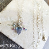Fluorite Briolette Gemstone Cluster Necklace Sterling Silver