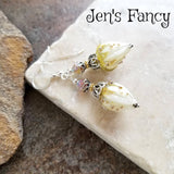 Rosebud Floral Earrings Sterling Silver & Vermeil, Jen's Fancy, Gift for Her, Unique Handcrafted Jewelry, Wedding Bridal Earrings Jewelry
