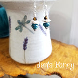 Apatite, Pearl & Tiger Eye Earrings Bali Sterling Silver