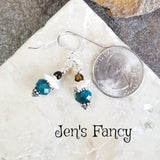 Apatite, Pearl & Tiger Eye Earrings Bali Sterling Silver