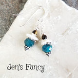 Apatite, Pearl & Tiger Eye Earrings Bali Sterling Silver