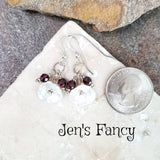 Keshi Pearl & Natural Garnet Gemstone Earrings Sterling Silver