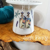 Mermaid Art Print Earrings Porcelain Sterling Silver Jewelry