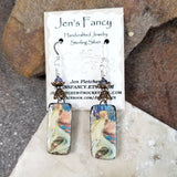 Mermaid Art Print Earrings Porcelain Sterling Silver Jewelry