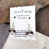 Keshi Pearl & Natural Garnet Gemstone Earrings Sterling Silver