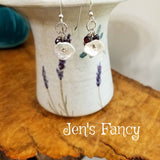 Keshi Pearl & Natural Garnet Gemstone Earrings Sterling Silver