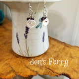 Keshi Pearl & Natural Garnet Gemstone Earrings Sterling Silver