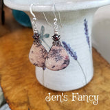 Bamboo Enameled Earrings Sterling Silver & Garnet