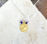 Evil Eye of Ra Gemstone Necklace Sterling Silver & Vermeil