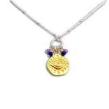 Evil Eye of Ra Gemstone Necklace Sterling Silver & Vermeil