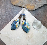 Peacock Earrings Porcelain Art Print Sterling Silver