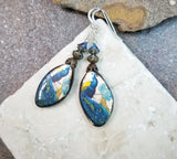 Peacock Earrings Porcelain Art Print Sterling Silver