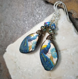 Peacock Earrings Porcelain Art Print Sterling Silver