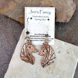 Wolf Earrings Sterling Silver Art Enameled with Boulder Opals