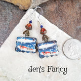 Koi Fish Porcelain Art Earrings Sterling Silver