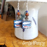 Koi Fish Porcelain Art Earrings Sterling Silver