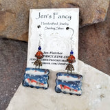 Koi Fish Porcelain Art Earrings Sterling Silver