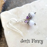 Blue Lace Agate & Amethyst Natural Gemstone Earrings Sterling Silver