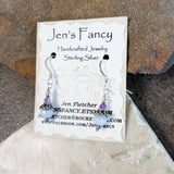 Blue Lace Agate & Amethyst Natural Gemstone Earrings Sterling Silver