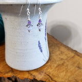 Blue Lace Agate & Amethyst Natural Gemstone Earrings Sterling Silver