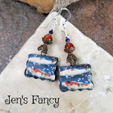 Koi Fish Porcelain Art Earrings Sterling Silver