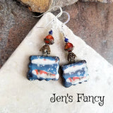 Koi Fish Porcelain Art Earrings Sterling Silver
