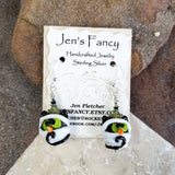 Halloween Cat Mummy Earrings Art Glass Brass & Sterling Silver