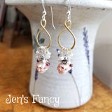 Skull Pearl Cluster Earrings Sterling Silver & Gold Vermeil