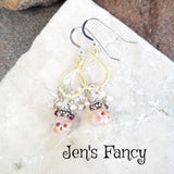 Skull Pearl Cluster Earrings Sterling Silver & Gold Vermeil