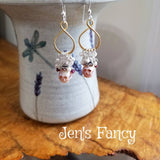 Skull Pearl Cluster Earrings Sterling Silver & Gold Vermeil