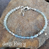 Aquamarine Gemstone Bracelet Sterling Silver