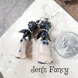 Unique Halloween Ghost Earrings Porcelain Sterling Silver