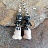 Unique Halloween Ghost Earrings Porcelain Sterling Silver
