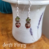 Czech Pumpkin Earrings Sterling Silver & Brass