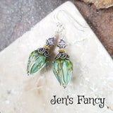 Rosebud Floral Earrings Sterling Silver & Vermeil with Iolite